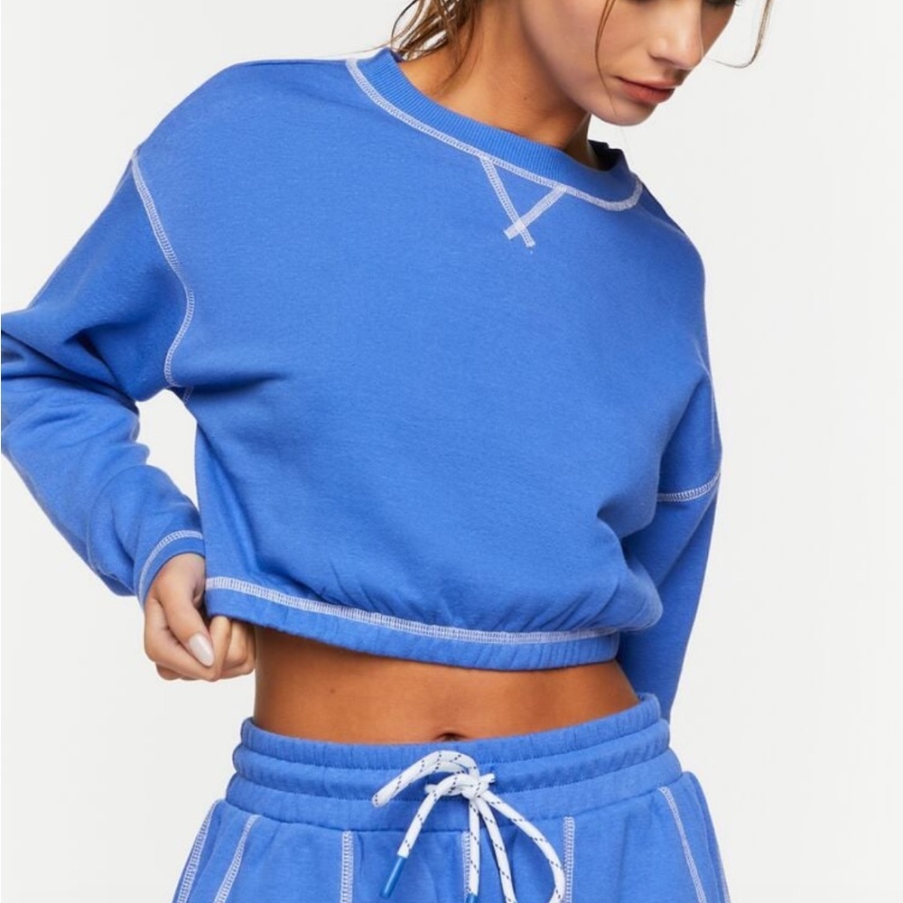 Forever 21 Active Contrast Trim Cropped Sweatshirt